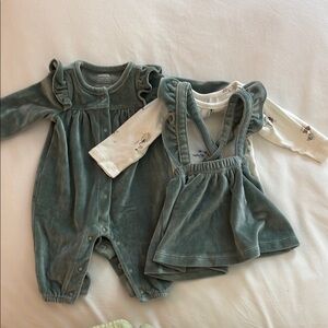 Sage Green Baby Romper and Dress Set Carters Bundle